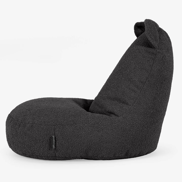 Saccosäck Barn med Djurmotiv Björn 2-6 år - Boucle Grafitgrå 02
