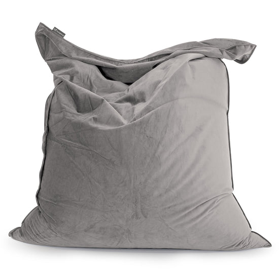 Saccosäck Kudde XXL - Sammet Silverfärgad 01