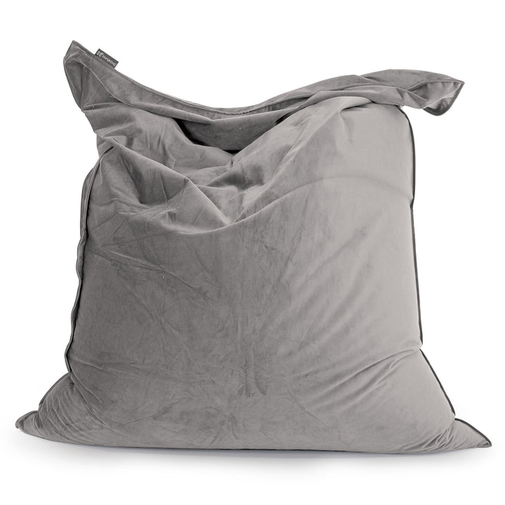Saccosäck Kudde XXL - Sammet Silverfärgad 01