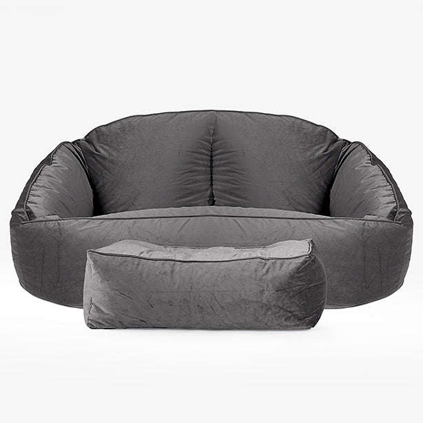Saccosäck Soffa Bubble - Sammet Grafitgrå 02