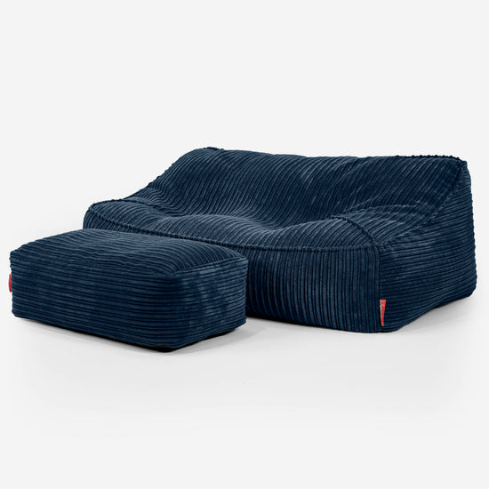 Saccosäcksoffan Sloucher - Klassisk Manchestertyg Marinblå 02