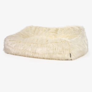 Saccosäcksoffan Sloucher - Mongoliskt Fuskpäls Gräddvit