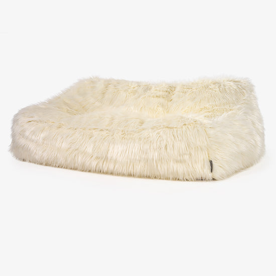 Saccosäcksoffan Sloucher - Mongoliskt Fuskpäls Gräddvit 01