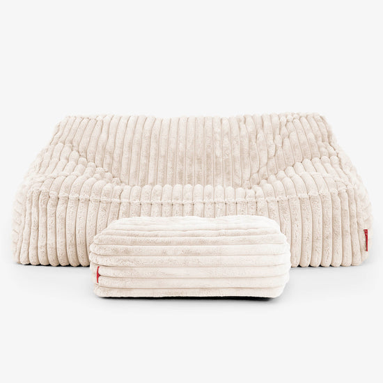 Saccosäcksoffan Sloucher - Ultraplyschmanchestertyg Gräddvit 03