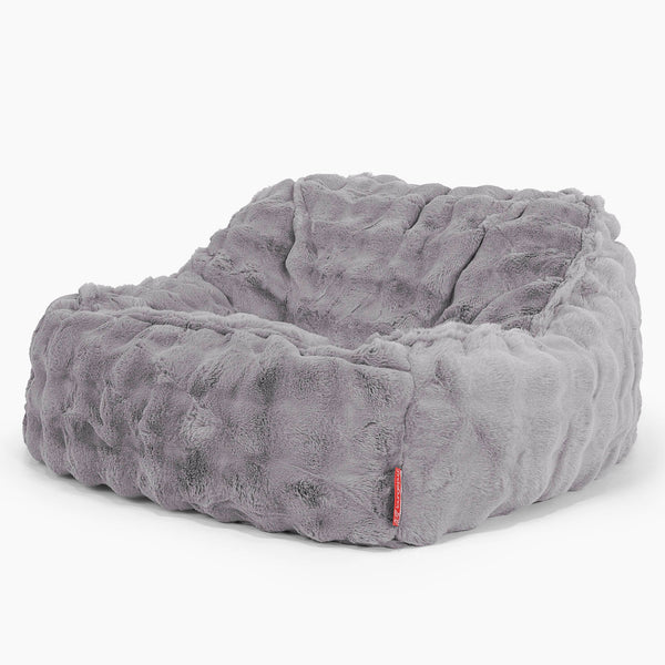Saccosäckstolen Sloucher - Fuskpäls Bubble Grå 01