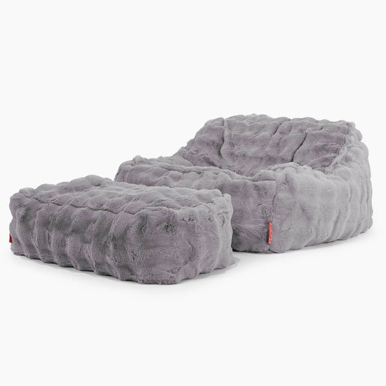 Saccosäckstolen Sloucher - Fuskpäls Bubble Grå 02