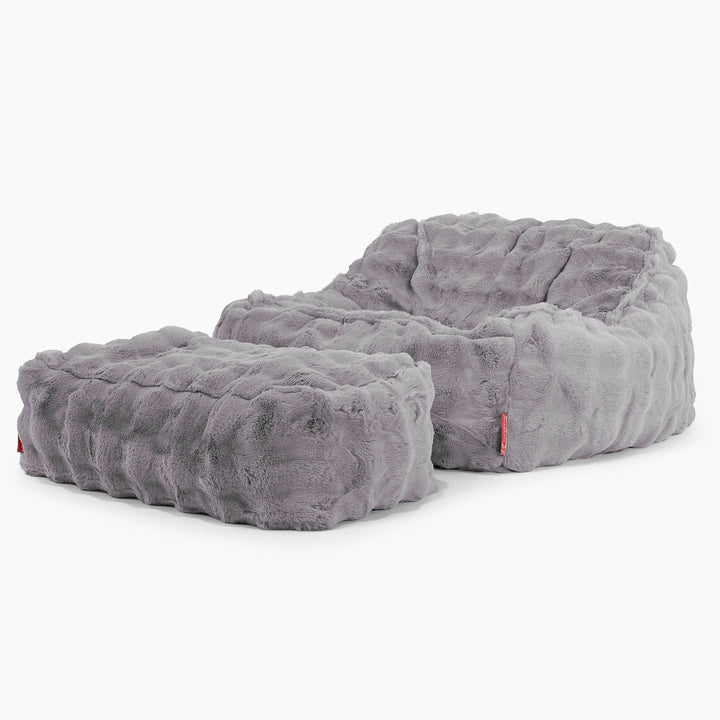 Saccosäckstolen Sloucher - Fuskpäls Bubble Grå 02