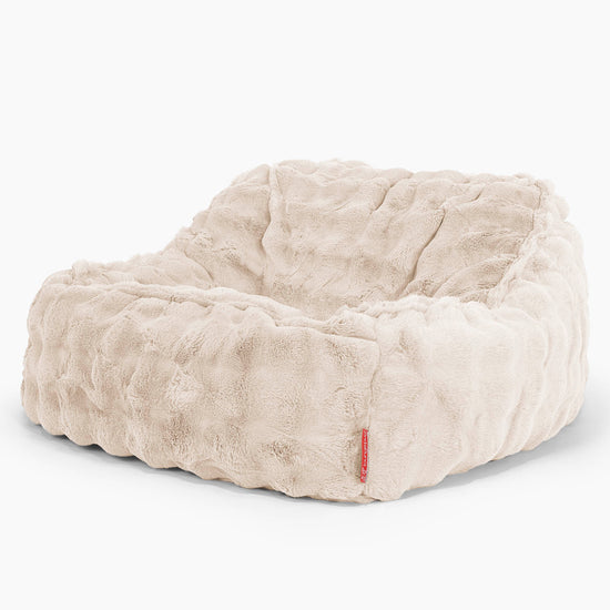 Saccosäckstolen Sloucher - Fuskpäls Bubble Gräddvit 01