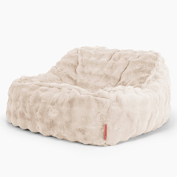 Saccosäckstolen Sloucher - Fuskpäls Bubble Gräddvit 01