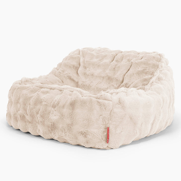 Saccosäckstolen Sloucher - Fuskpäls Bubble Gräddvit 01