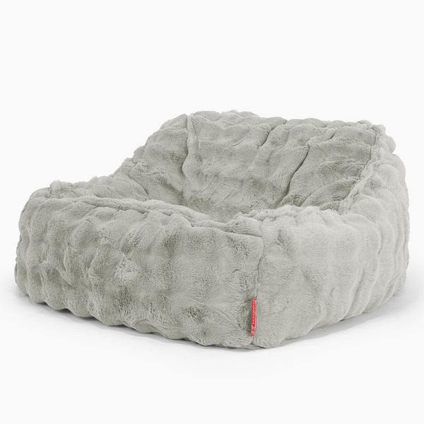 Saccosäckstolen Sloucher - Fuskpäls Bubble Salviagrön 01