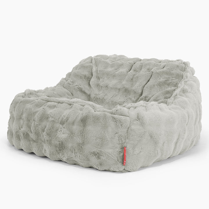 Saccosäckstolen Sloucher - Fuskpäls Bubble Salviagrön 01