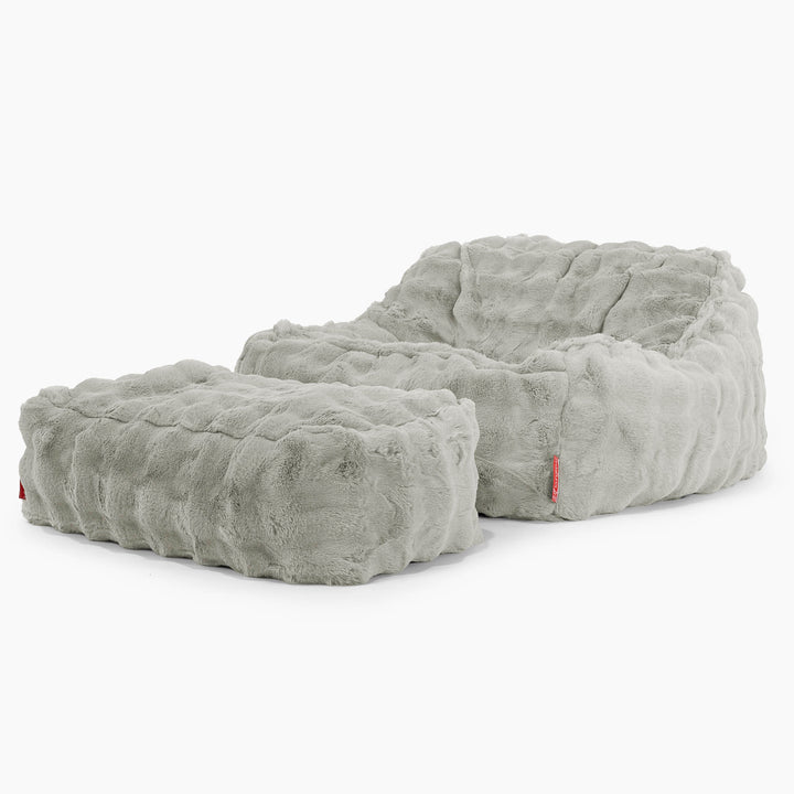 Saccosäckstolen Sloucher - Fuskpäls Bubble Salviagrön 02