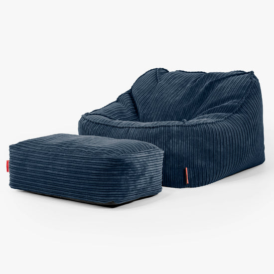 Saccosäckstolen Sloucher - Klassisk Manchestertyg Marinblå 02