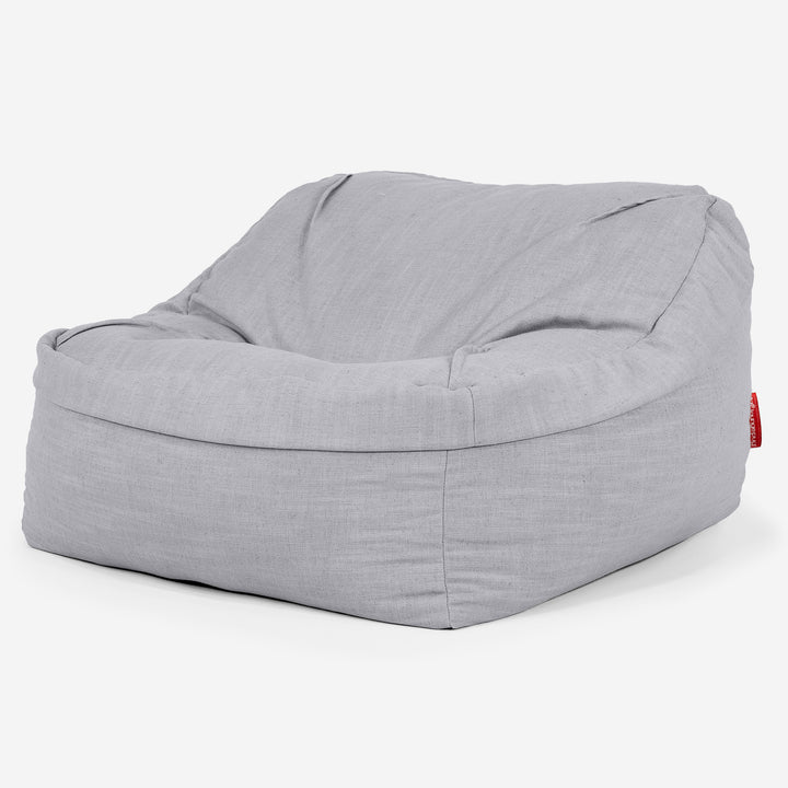 Saccosäckstolen Sloucher - Linneutseende Silverfärgad 01