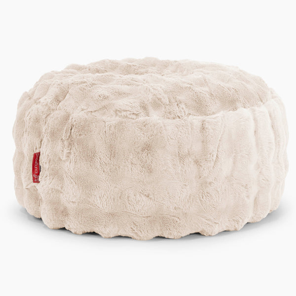 Sittpuff Rund - Fuskpäls Bubble Gräddvit 01