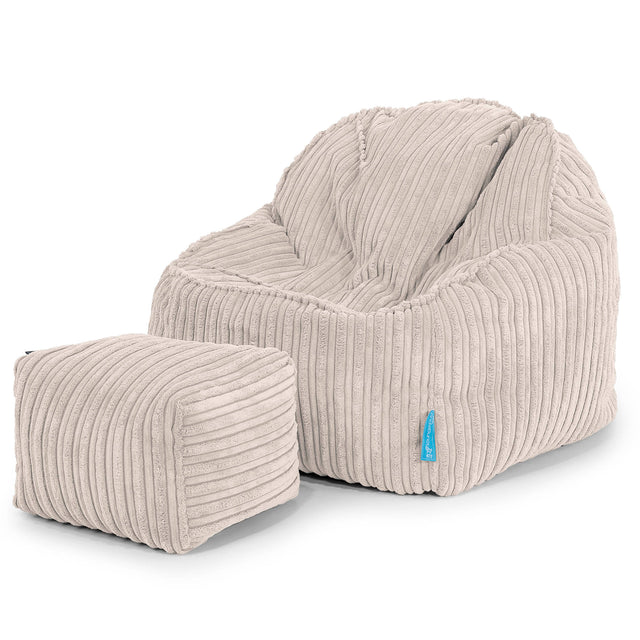 Sloucher Saccosäck för Barn 2-6 år - Klassisk Manchestertyg Elfenbensvit 03