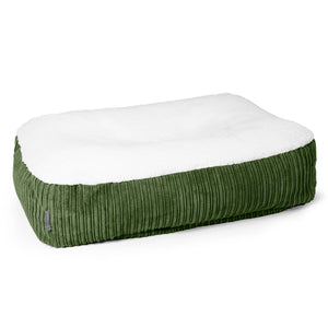 Sloucher Stor Hundsäng - Sherpa & Manchestertyg Skogsgrön