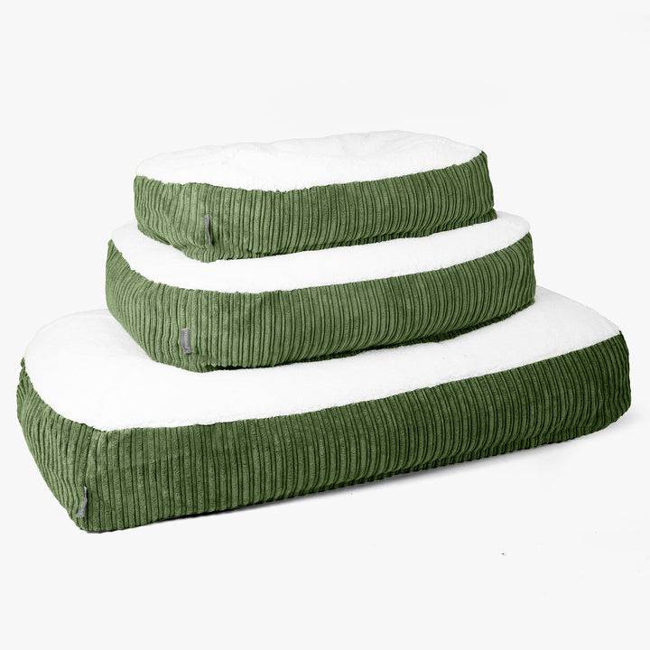 Sloucher XL Hundsäng - Sherpa & Manchestertyg Skogsgrön 02