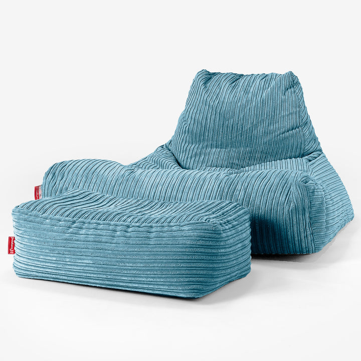 Soffa Lounge XXL Sittsäck - Klassisk Manchestertyg Turkos 02