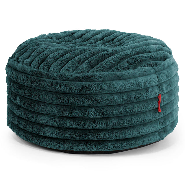 Stor Rund Fotpall - Ultraplyschmanchestertyg Teal 01
