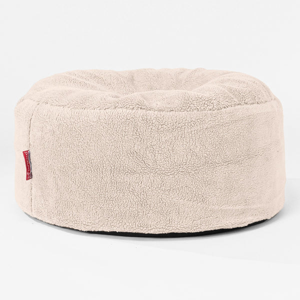Sittpuff Rund Ersättningsöverdrag - Teddy-fuskpäls 01