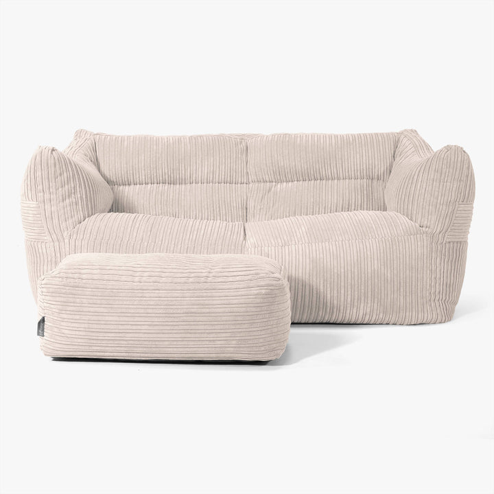 Victor Saccosäcksoffa - Klassisk Manchestertyg Elfenbensvit 02