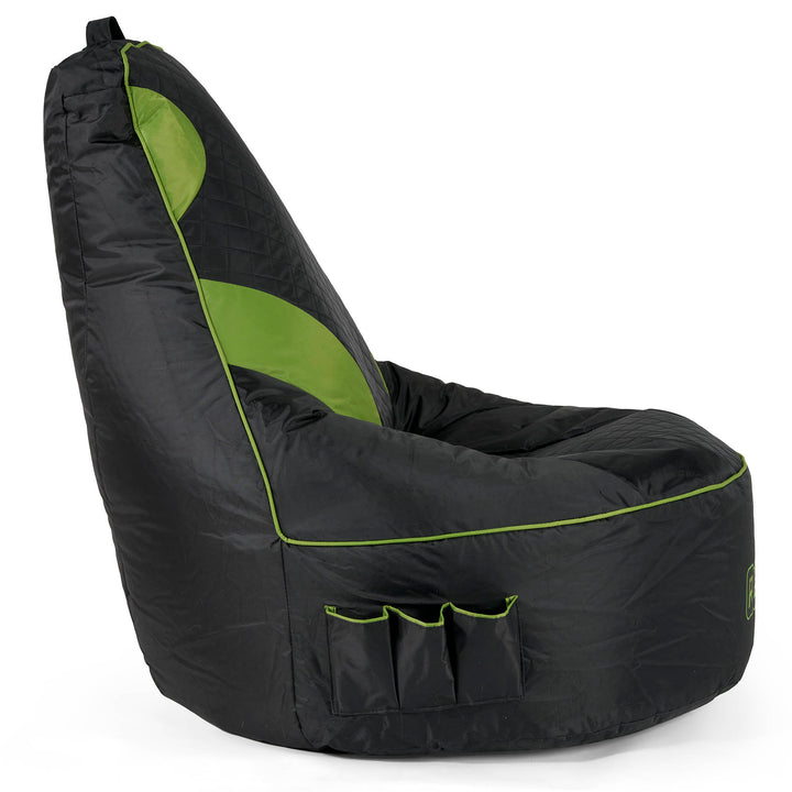 Quiltad Gaming Sittsäck - Svart / Grön 02