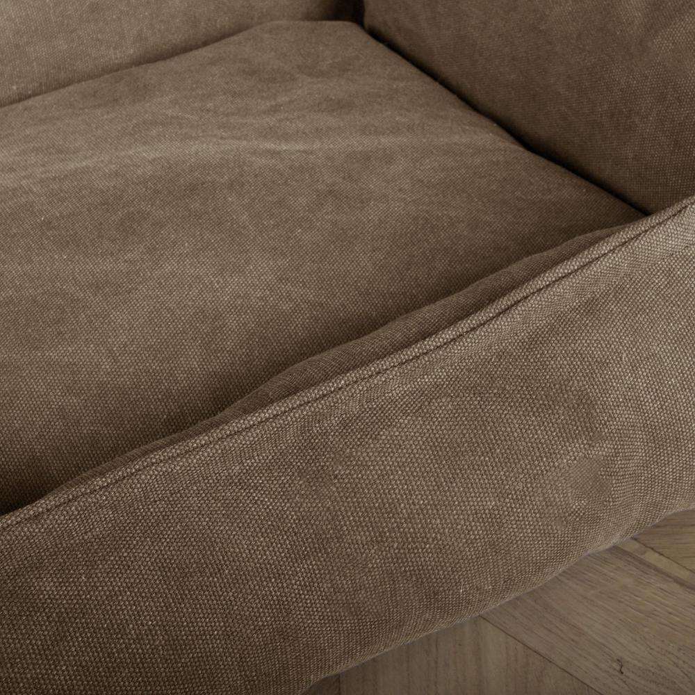 Mighty Bark, Hundkojan, Hundbädd med Ortopediskt Memoryskum, Stentvättad denim Khaki