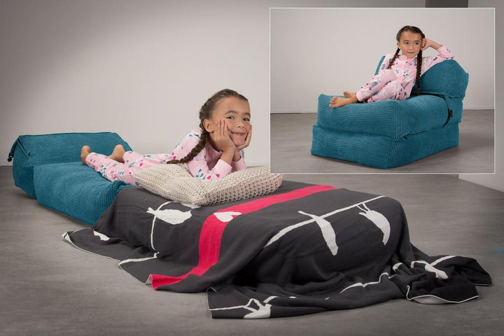LOUNGE PUG, Avery – Futonstol Enkelsäng, Pom-pom Turkos