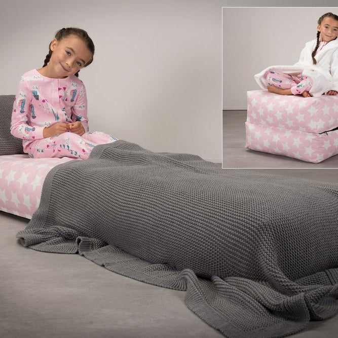 LOUNGE PUG, Avery – Futonstol Enkelsäng, Tryck Stjärnor Rosa