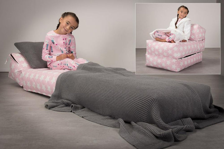 LOUNGE PUG, Avery – Futonstol Enkelsäng, Tryck Stjärnor Rosa