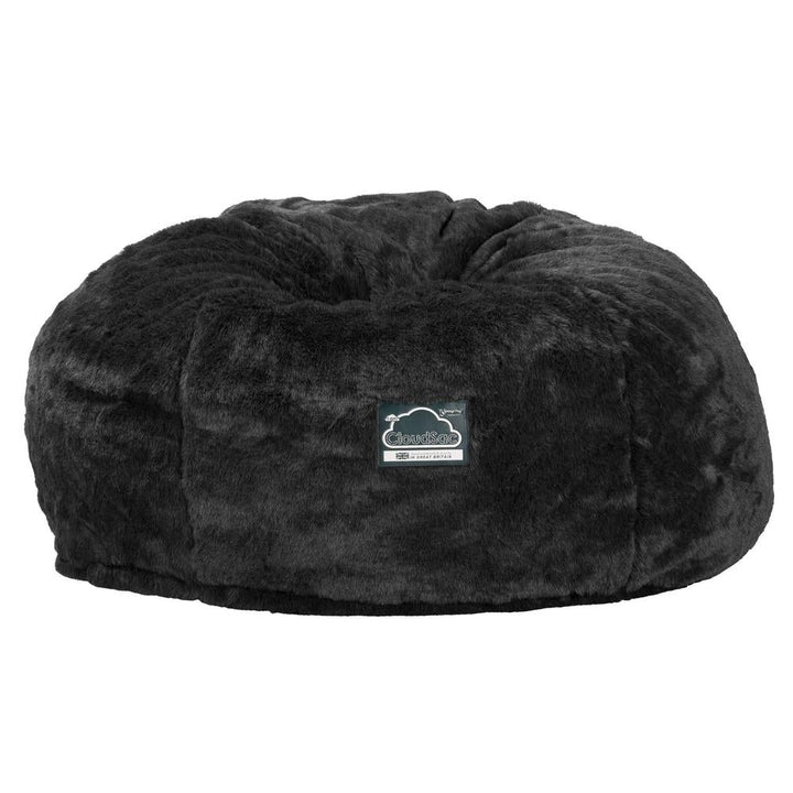 LOUNGE PUG, Jättesaccosäck XXL C1010-L, CloudSac Memoryskum (NY DESIGN), Fuskpäls Svart