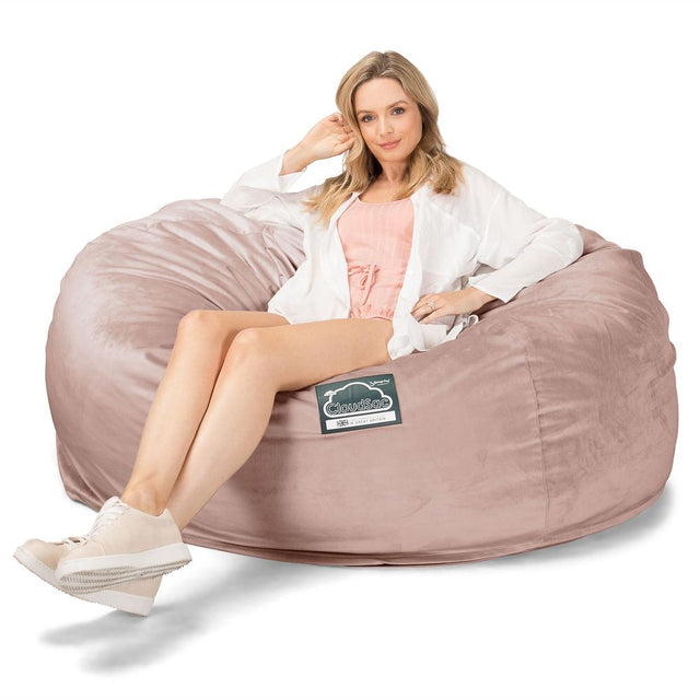 LOUNGE PUG, Jättesaccosäck XXL C1010-L, CloudSac Memoryskum (NY DESIGN), Sammet Rosa