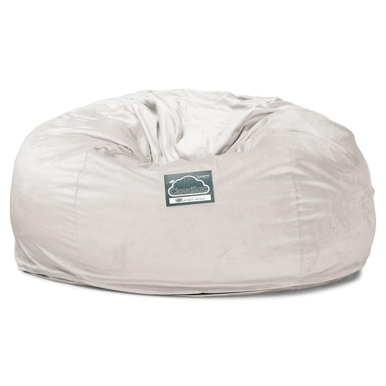 LOUNGE PUG, Jättesaccosäck XXL C1010-L, CloudSac Memoryskum (NY DESIGN), Sammet Silverfärgad