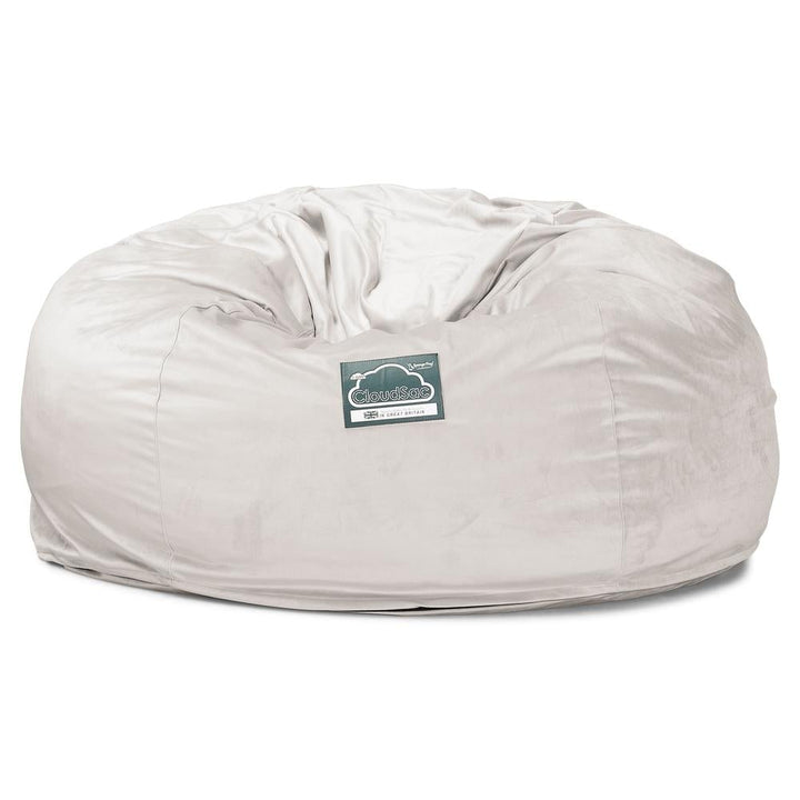 LOUNGE PUG, Jättesaccosäck XXL C1010-L, CloudSac Memoryskum (NY DESIGN), Sammet Silverfärgad
