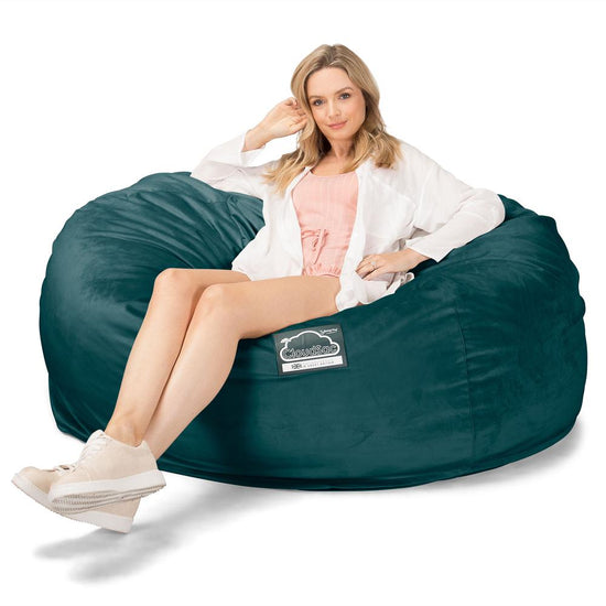 LOUNGE PUG, Jättesaccosäck XXL C1010-L, CloudSac Memoryskum (NY DESIGN), Sammet Teal