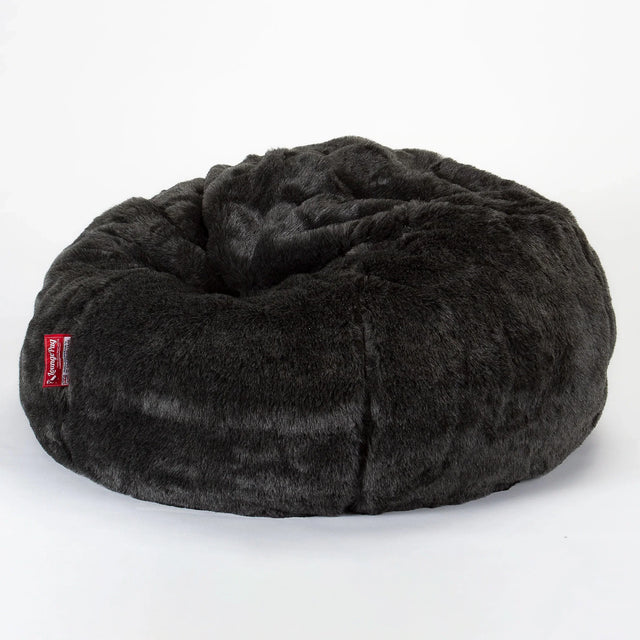 LOUNGE PUG®, Klassisk Sittsäck Stol, Sittsäck, Fuskpäls Svart