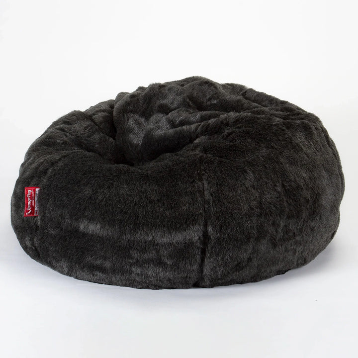 LOUNGE PUG®, Klassisk Sittsäck Stol, Sittsäck, Fuskpäls Svart