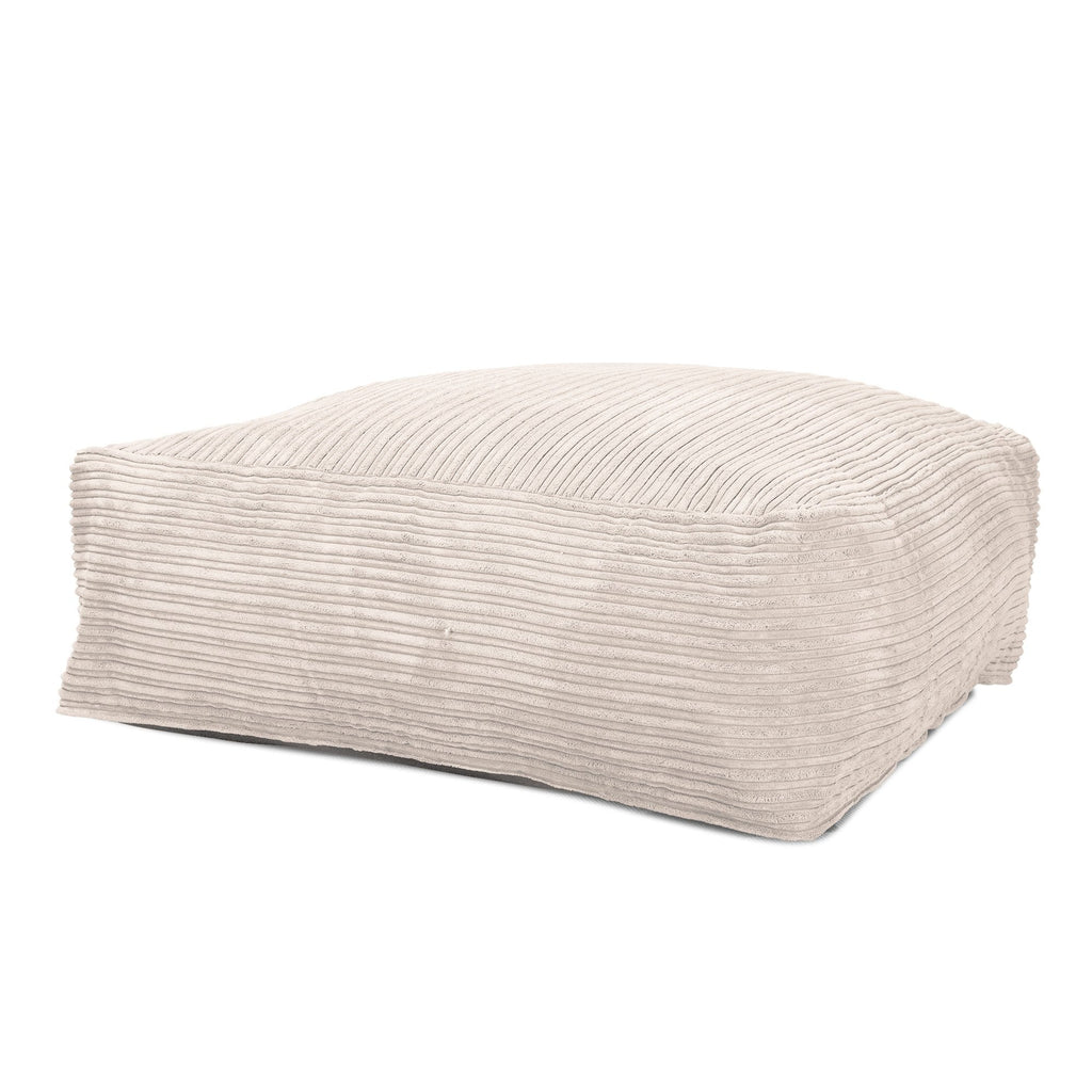 LOUNGE PUG, Sittpuff Fyrkantig C250-L, CloudSac Memoryskum, Klassisk Manchestertyg Elfenbensvit