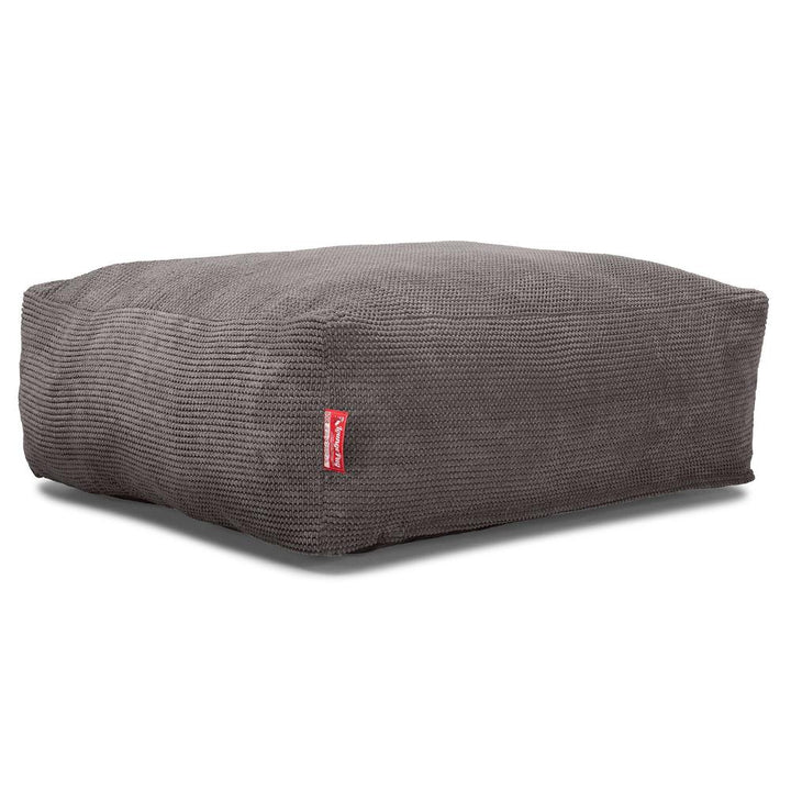 LOUNGE PUG, Sittpuff Fyrkantig C250-L, CloudSac Memoryskum, Pom-pom Mörkgrå