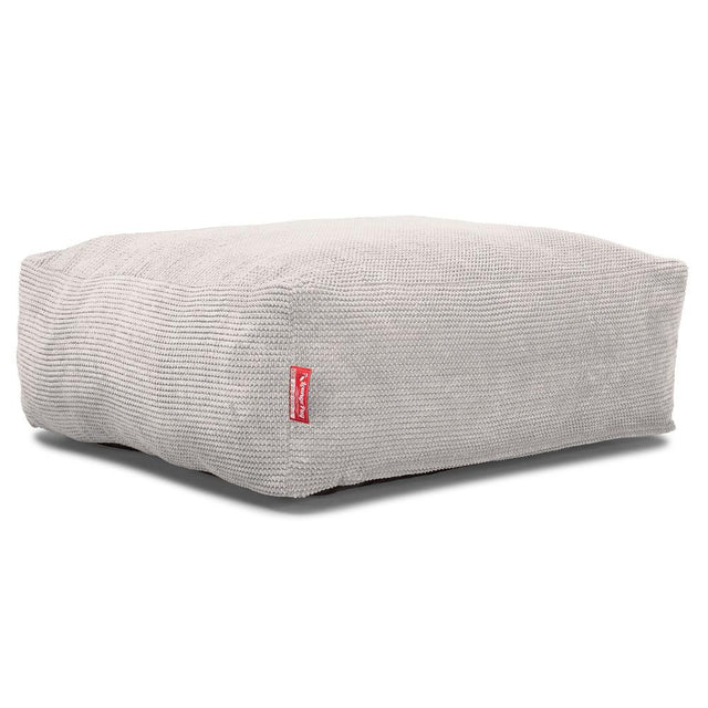 LOUNGE PUG, Sittpuff Fyrkantig C250-L, CloudSac Memoryskum, Pom-pom Elfenbensvit