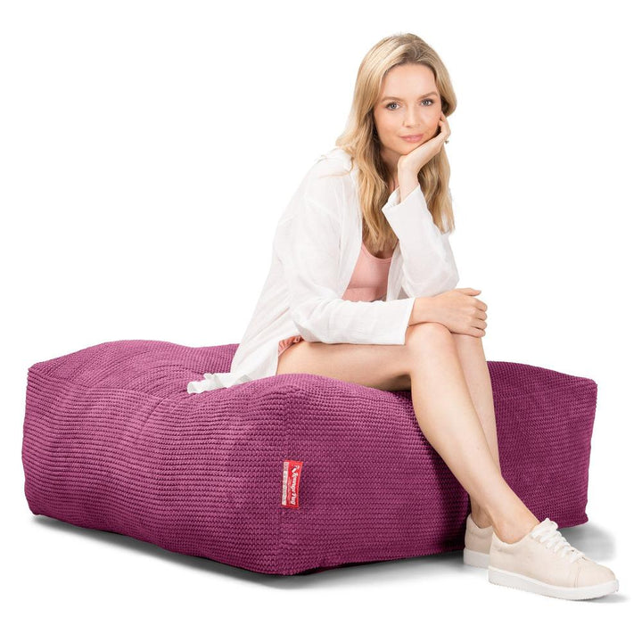 LOUNGE PUG, Sittpuff Fyrkantig C250-L, CloudSac Memoryskum, Pom-pom Rosa