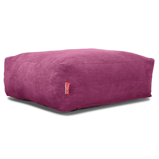 LOUNGE PUG, Sittpuff Fyrkantig C250-L, CloudSac Memoryskum, Pom-pom Rosa