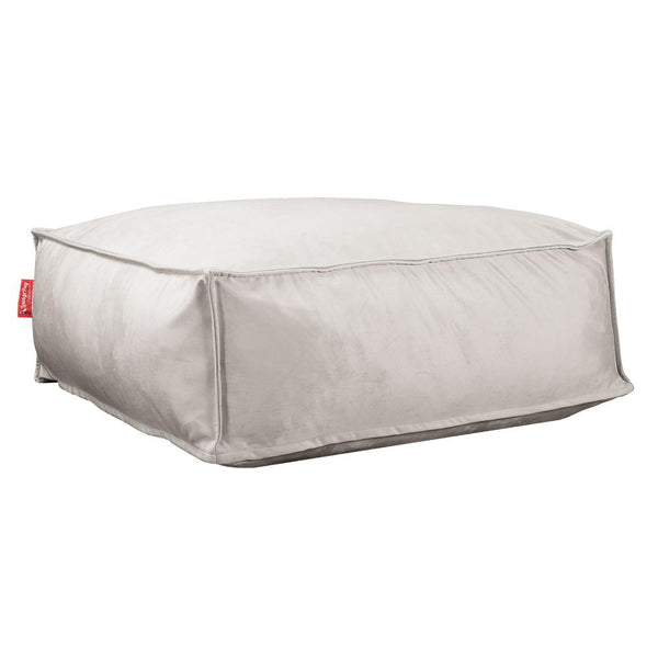 LOUNGE PUG, Sittpuff Fyrkantig C250-L, CloudSac Memoryskum, Sammet Silverfärgad