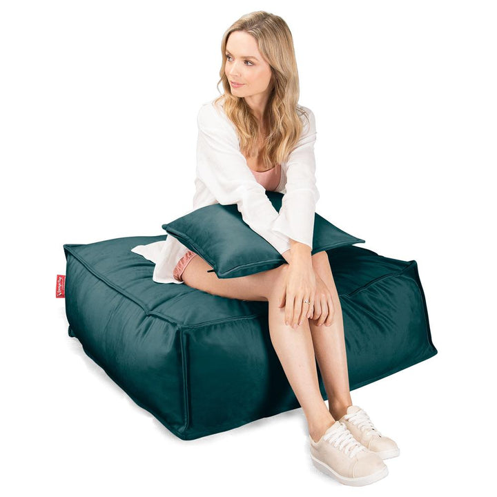 LOUNGE PUG, Sittpuff Fyrkantig C250-L, CloudSac Memoryskum, Sammet Teal