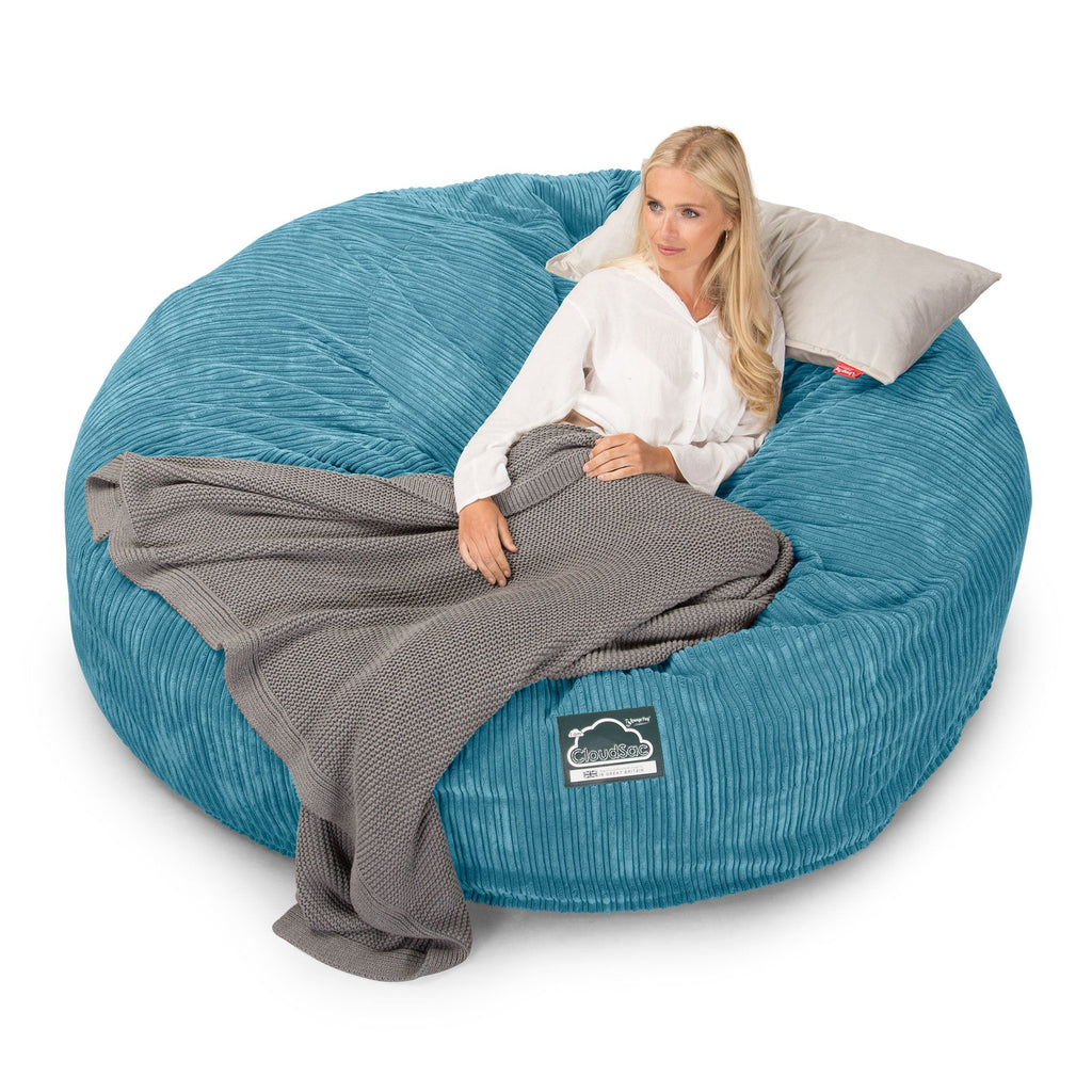 LOUNGE PUG, Dubbel Saccosäcksoffa XXL C3000-L, CloudSac Memoryskum, Klassisk Manchestertyg Turkos