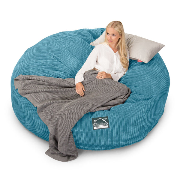 LOUNGE PUG, Dubbel Saccosäcksoffa XXL C3000-L, CloudSac Memoryskum, Klassisk Manchestertyg Turkos