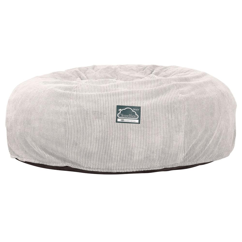 LOUNGE PUG, Dubbel Saccosäcksoffa XXL C3000-L, CloudSac Memoryskum, Pom-pom Elfenbensvit