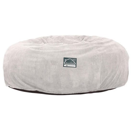 LOUNGE PUG, Dubbel Saccosäcksoffa XXL C3000-L, CloudSac Memoryskum, Pom-pom Elfenbensvit